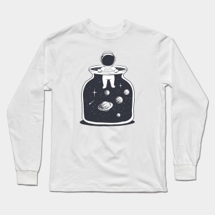 Hand drawn Astronaut is in a jar with space Long Sleeve T-Shirt